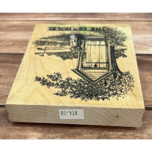 IMPRESSION OBSESSION K1034 19TH HOLE WOOD MOUNTED RUBBER STAMP GOLF OUTHOUSE - Picture 5 of 6